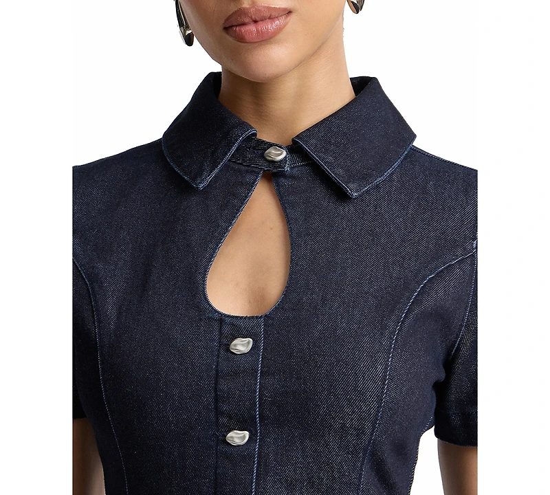 Avec Les Filles Women's Short-Sleeve Collared Dress