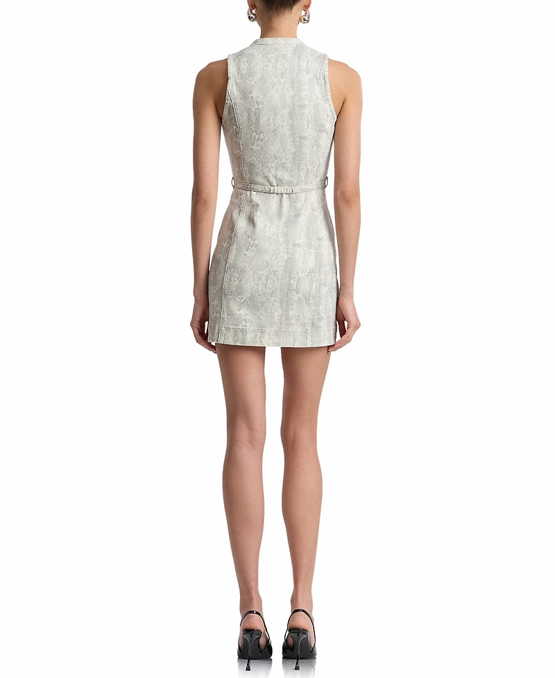 Avec Les Filles Women's Racer Zip-Front Belted Dress
