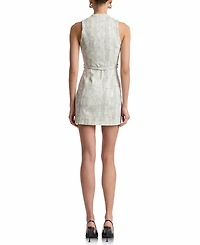Avec Les Filles Women's Racer Zip-Front Belted Dress