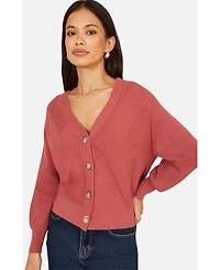 Yumi Women's Relaxed Fit With Stitch Detail Cardigan