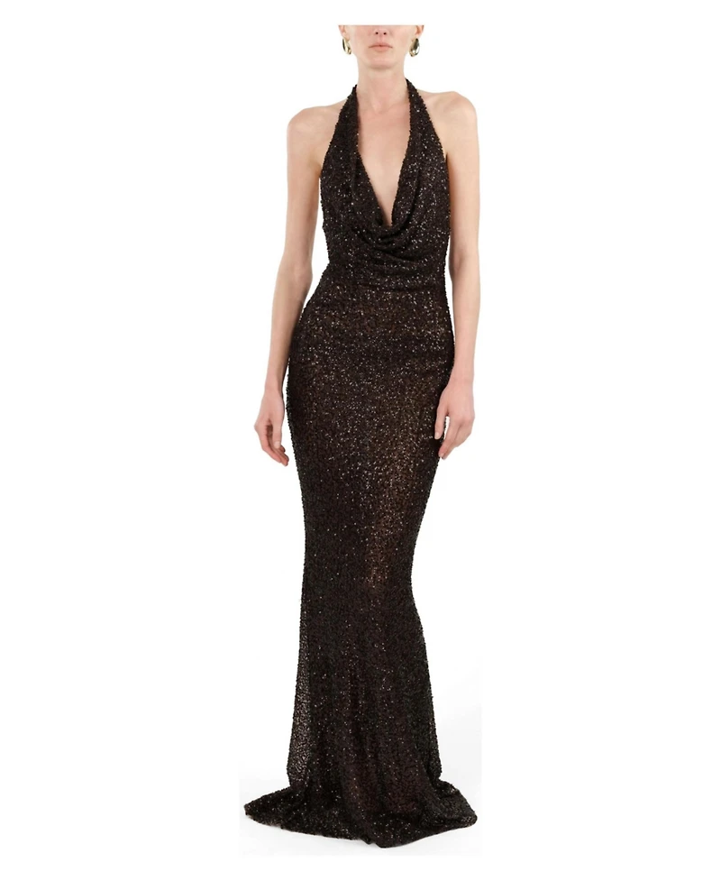 Nocturne Women's Off-Shoulder Sequin Embellished Maxi Dress