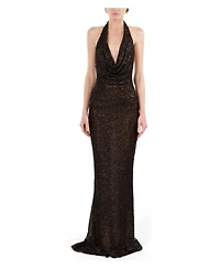 Nocturne Women's Off-Shoulder Sequin Embellished Maxi Dress