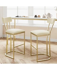 homfan Set of 4 Bar Stools – High Back Counter Height Chairs with Gold Legs and Soft Padded Seats for Kitchen or Home Bar