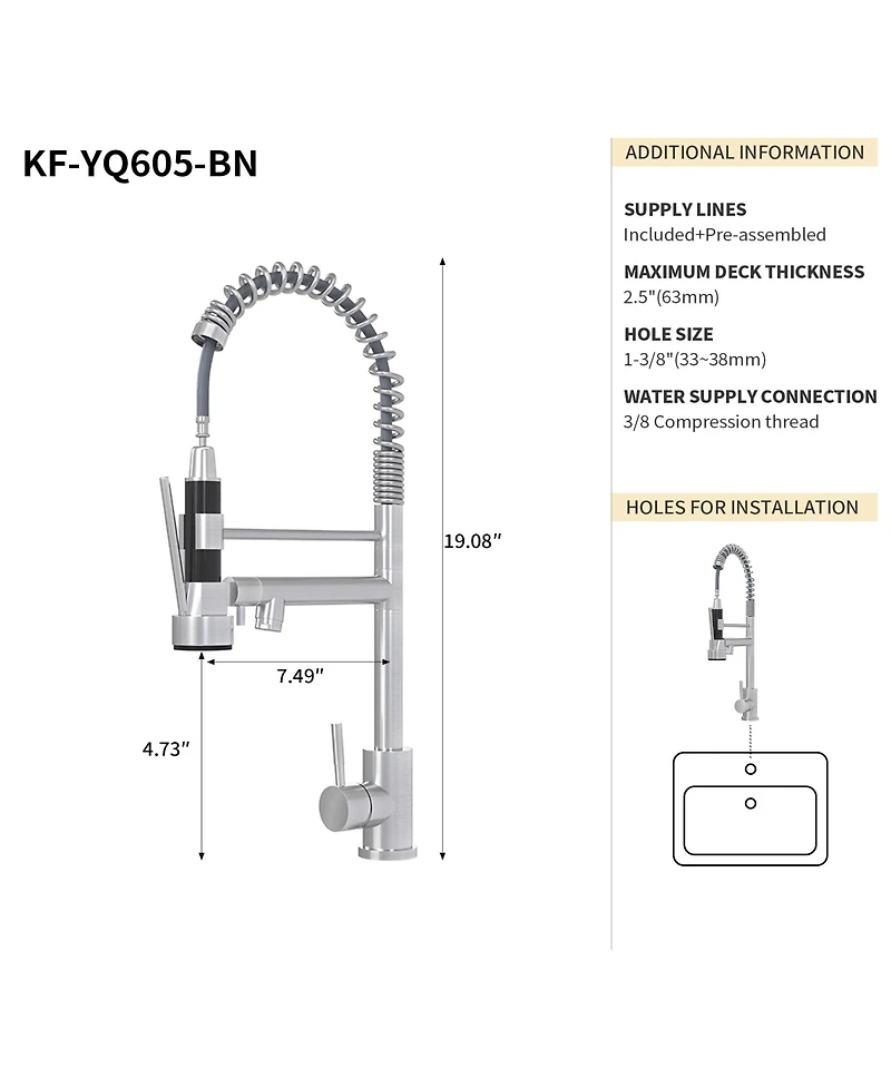 Phying Bothwa Home Cupc Certified Single Handle Kitchen Faucet
