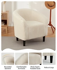 homfan Set of 2 Barrel Accent Chair Corduroy Club Chair Elegant Armchair Cozy Backrest for Living Room Bedroom Reception Room Office