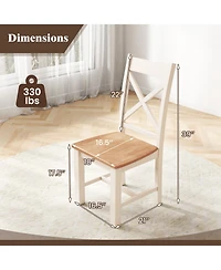 Gymax Modern Wooden Dining Chairs Set of 4 w/ High Back Rubber Wood Frame Armless