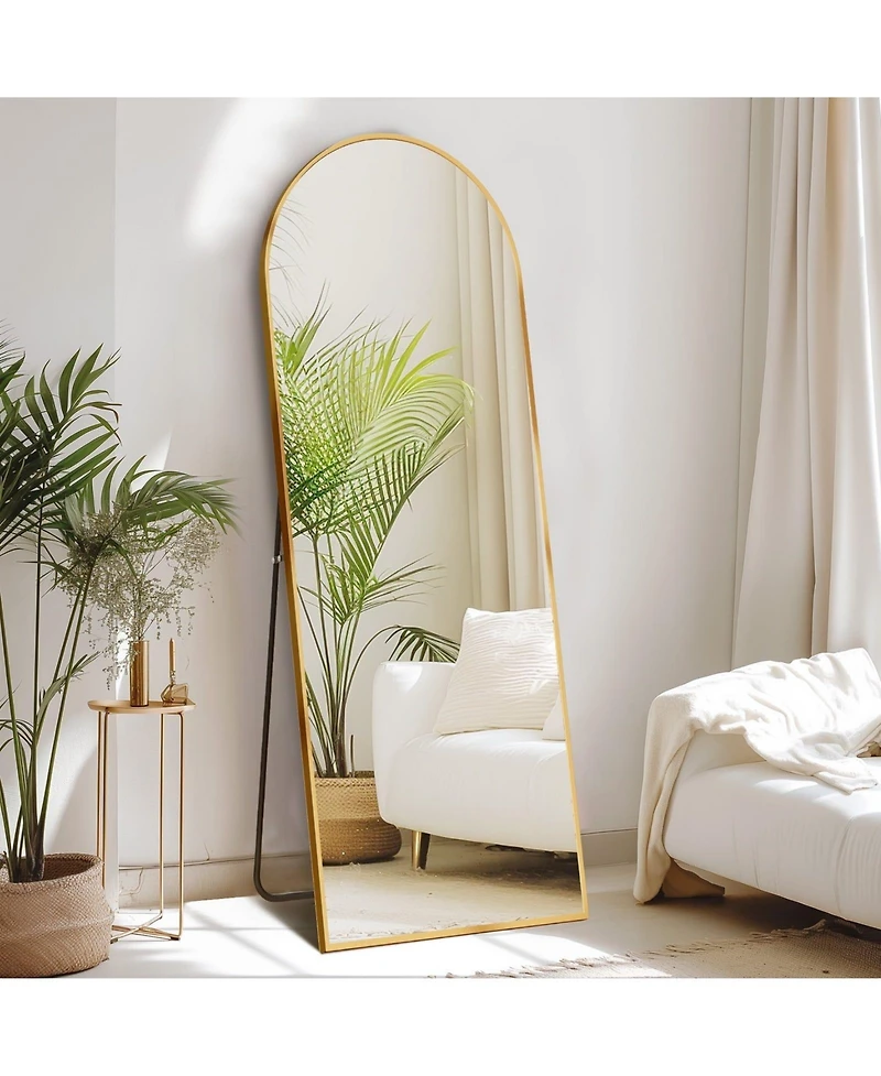 Busdays 64 x 21 Inch Gold Arched Full Length Mirror Standing Floor Mirror for Full Body