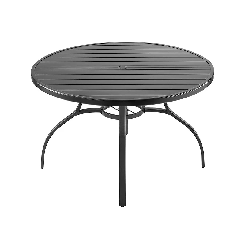 Sugift Outdoor Patio Dining Round Table Metal Steel Slat Patio Table