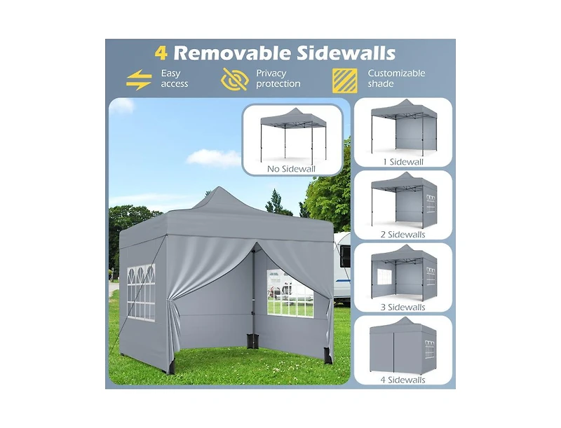 Boyel Living 10 x Feet Pop up Canopy Tent With 4 Removable Sidewalls And Wheeled Bag