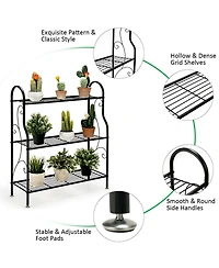 Sugift 3 Tier Scrollwork Designed Metal Plant Stand with Powder Coated Finish