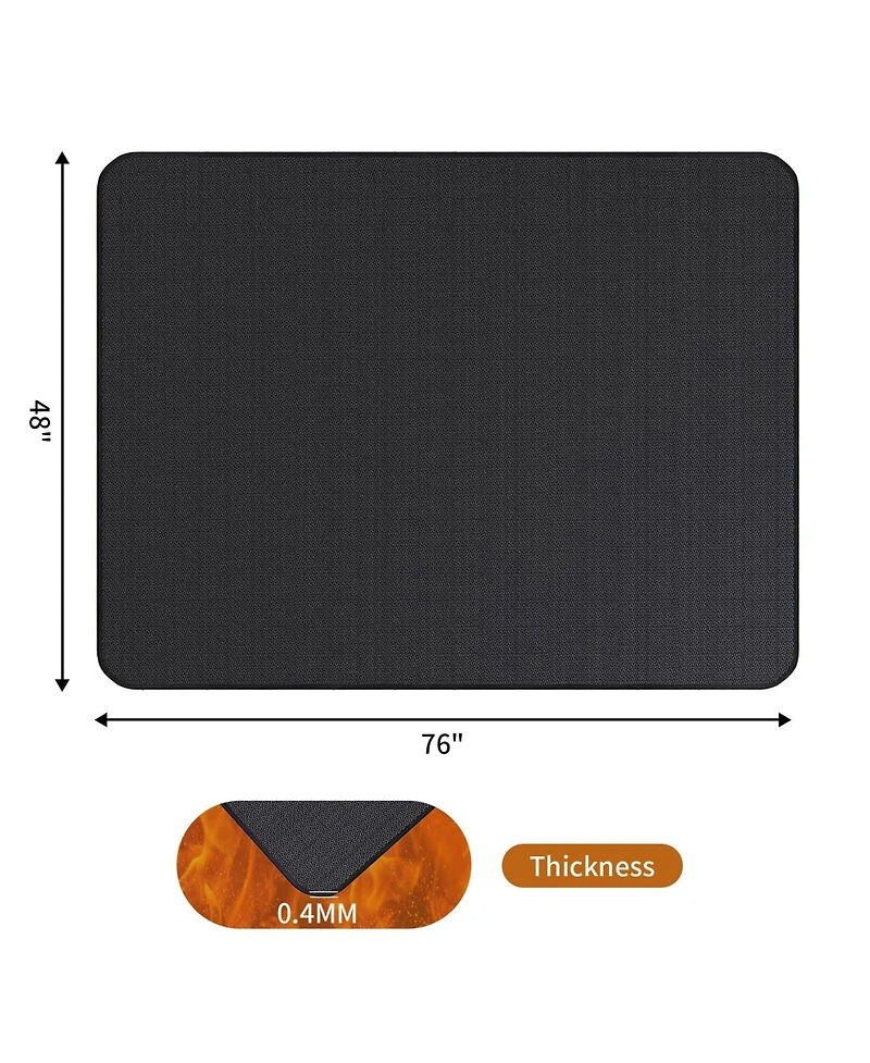 Xo 65" x 48" Double-Sided Fireproof Under Grill Mat, Waterproof Oil Resistant Bbq Deck Protector Pad for Indoor Outdoor Patio