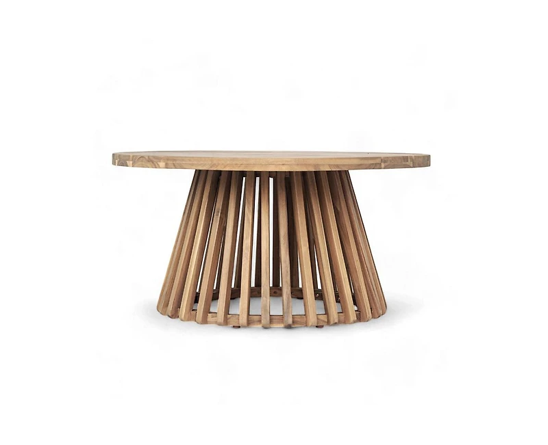sumyeg Outdoor Acacia Wood Round Coffee Table for Patio, Balcony or Backyard