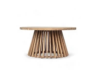 sumyeg Outdoor Acacia Wood Round Coffee Table for Patio, Balcony or Backyard