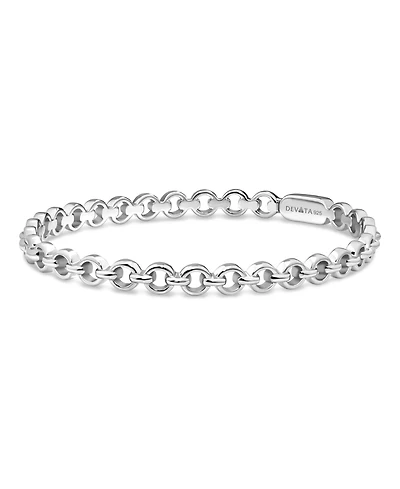 Devata Cable Link Rhodium Plated Bangle Bracelet