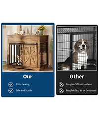 gaomon Dog Crate Furniture with 2 Storage Drawers, 4 Deep Shelves, Farmhouse Extra Large Wooden Dogs Cage End Table