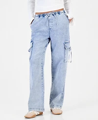 Vanilla Star Juniors' Wide-Leg Pull-On Cargo Jeans