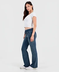 Vanilla Star Juniors' Fleece-Knit Drawstring-Waist Bootcut Jeans