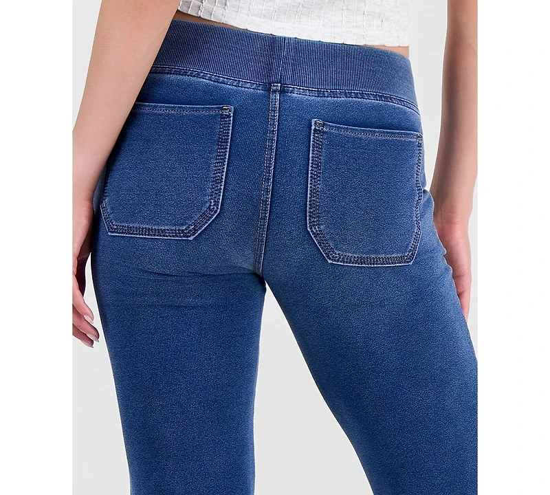 Vanilla Star Juniors' Fleece-Knit Drawstring-Waist Bootcut Jeans