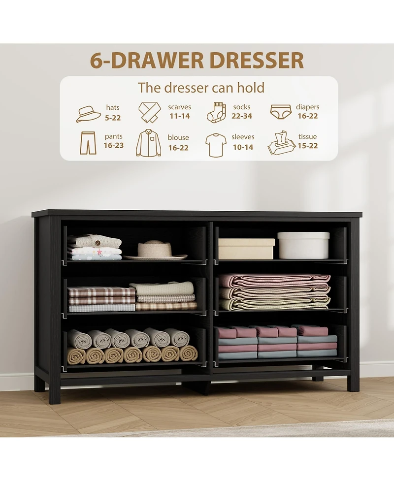 Homfan Modern Drawer Dresser for Bedroom, Wooden Dressers Chest with Clothes Storage Cabinet for Bedroom, Hallway, Living Room, Easy Assembly