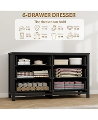 Homfan Modern Drawer Dresser for Bedroom, Wooden Dressers Chest with Clothes Storage Cabinet for Bedroom, Hallway, Living Room, Easy Assembly
