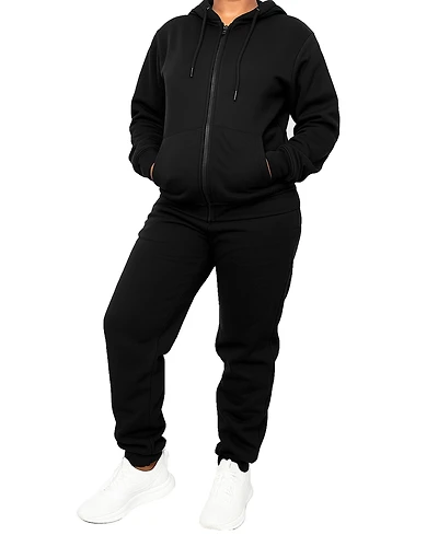 Blu Rock Women's Loose Fit Full-Zip Hoodie and Jogger Sweatpants Matching, 2-Piece Set