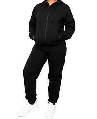 Blu Rock Women's Loose Fit Full-Zip Hoodie and Jogger Sweatpants Matching, 2-Piece Set