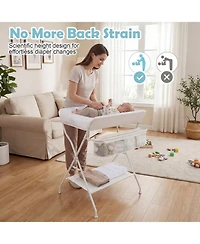 Slickblue Portable Baby Changing Table with Foldable Storage Design