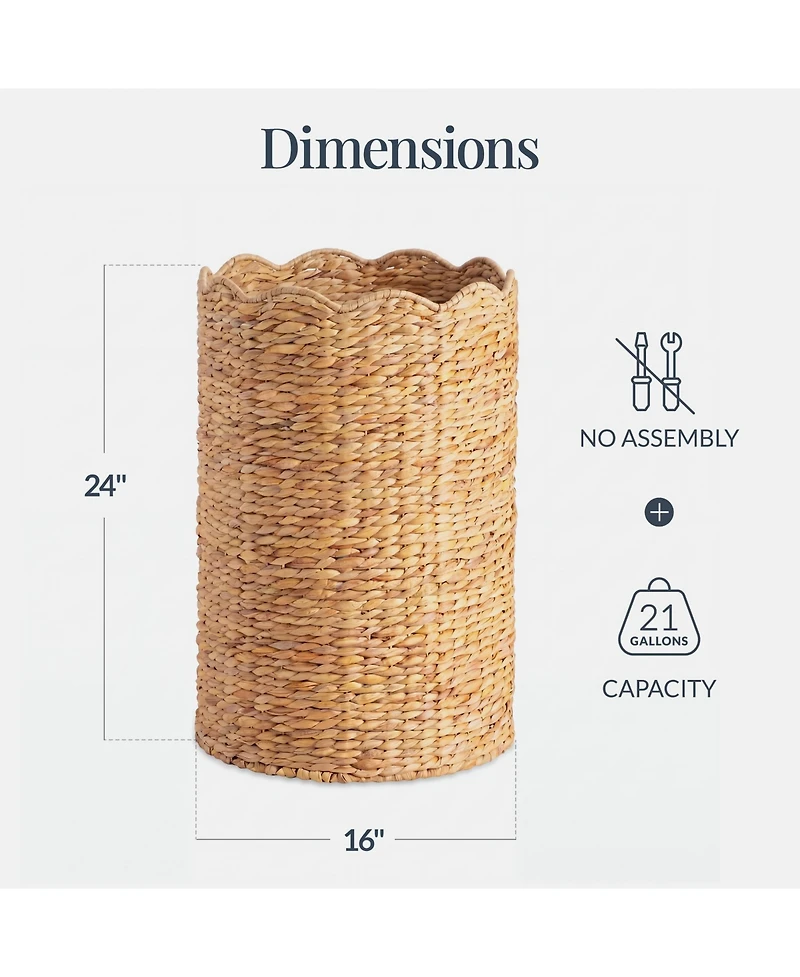Best Choice Products Scalloped Large Round Laundry Hamper, Handwoven Laundry Basket and Organizer