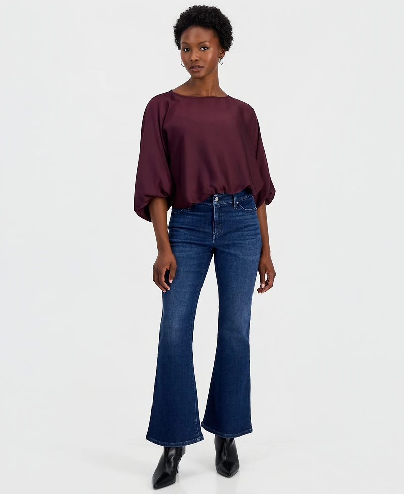 I.n.c. International Concepts Petite Elbow-Sleeve Bubble Boat Neck Blouse, Macy's Exclusive