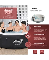 Bestway Coleman Miami Inflatable Hot Tub with 4 SaluSpa Seat and 4 Headrest Pillow