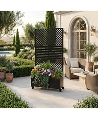 Streamdale Furniture Metal Raised Garden Bed with Trellis, Drainage, and Wheels (73"x35"x16