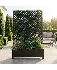 Streamdale Furniture Metal Raised Garden Bed with Trellis, 73"x47"x16