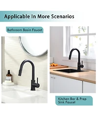 Phying Pull Down Sprayer Sink Faucet Black Modern Multifunctional Faucet Design for Kitchen Bathroom Mini Bar Prep Counter