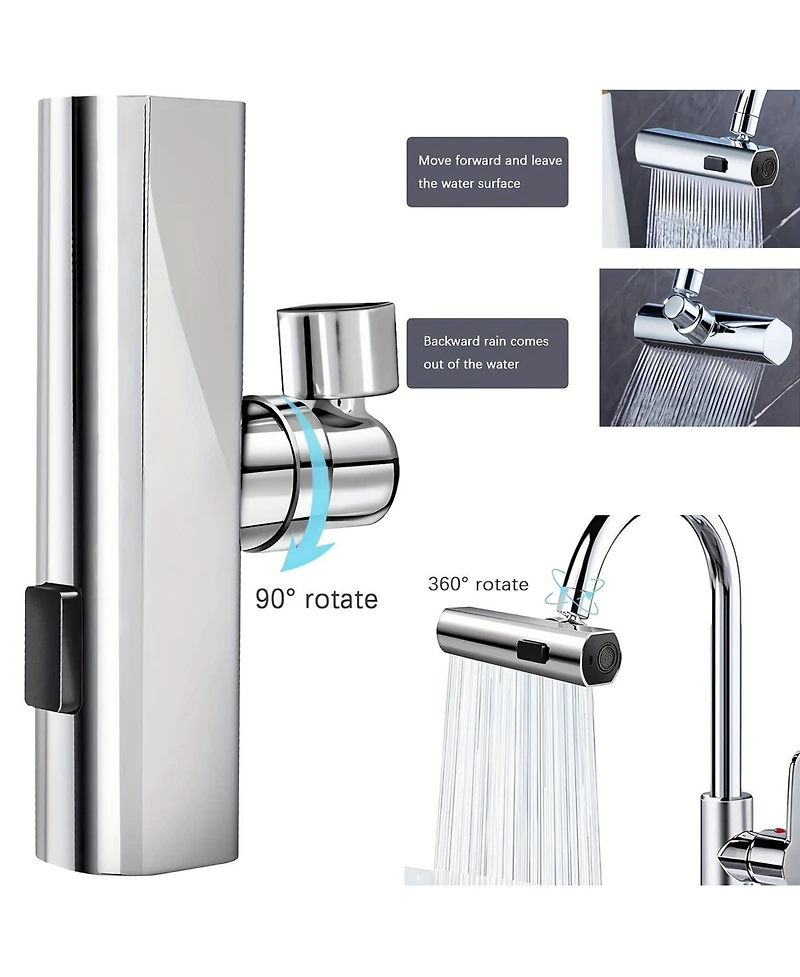 Phying 360 Degree Swivel Touch Controlled Waterfall Faucet 3 in 1 Large Kitchen Sink Extender Modern Contemporary Zinc Alloy Faucet with Chrome Finish