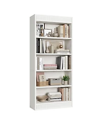 gaomon 71 Inch 5-Tier Wooden Bookshelf – Large Capacity Rustic Wood Grain Bookcase, Sturdy Mdf Construction