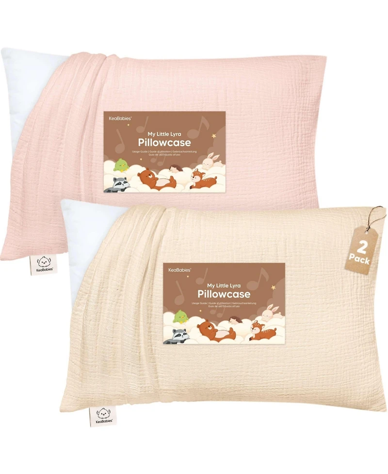 KeaBabies Lyra Muslin Toddler Pillowcases 13x18, 2-Pack Organic Cotton for Sleep & Travel