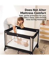 KeaBabies Protect+ Waterproof Mini Crib Mattress Protector, Mavy Quilted Cotton Pack and Play Mattress Pad Cover, 38x26
