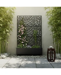 Streamdale Furniture 70.87" Leaf Pattern Privacy Screen with Planter Box