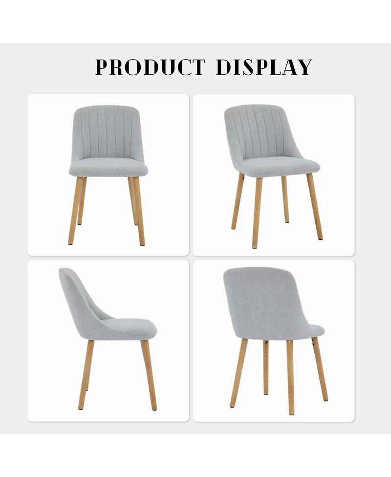 homfan Modern Fabric Upholstered Dining Chairs Set of 2, Mid-Century Kitchen Side Chairs