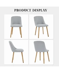 homfan Modern Fabric Upholstered Dining Chairs Set of 2, Mid-Century Kitchen Side Chairs