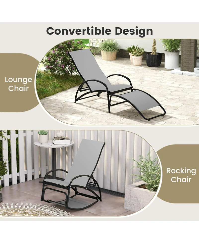 Gouun 2-in-1 Outdoor Rocking and Lounge Chair with 4-Position Backrest