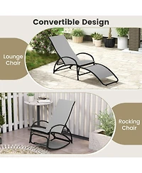 Gouun 2-in-1 Outdoor Rocking and Lounge Chair with 4-Position Backrest