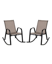 Gouun Set of 2 Heavy-Duty Metal Patio Rocking Chairs with Breathable Fabric