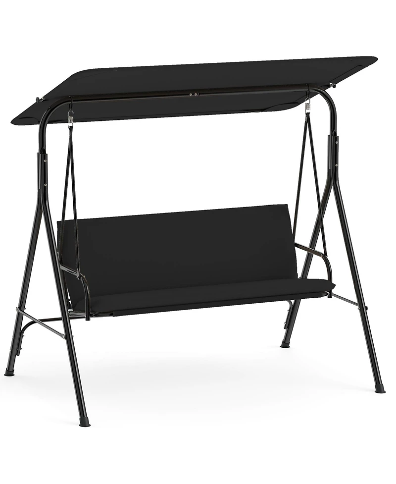 Gymax 3-Seat Outdoor Patio Swing Chair w/ ArmrestsAdjustable Tilt Canopy and Stand