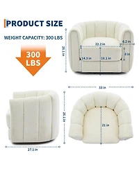 homfan Modern Swivel Barrel Accent Chair Soft Upholstery 360 degrees Rotating Striped Backrest Lounge for Living Room