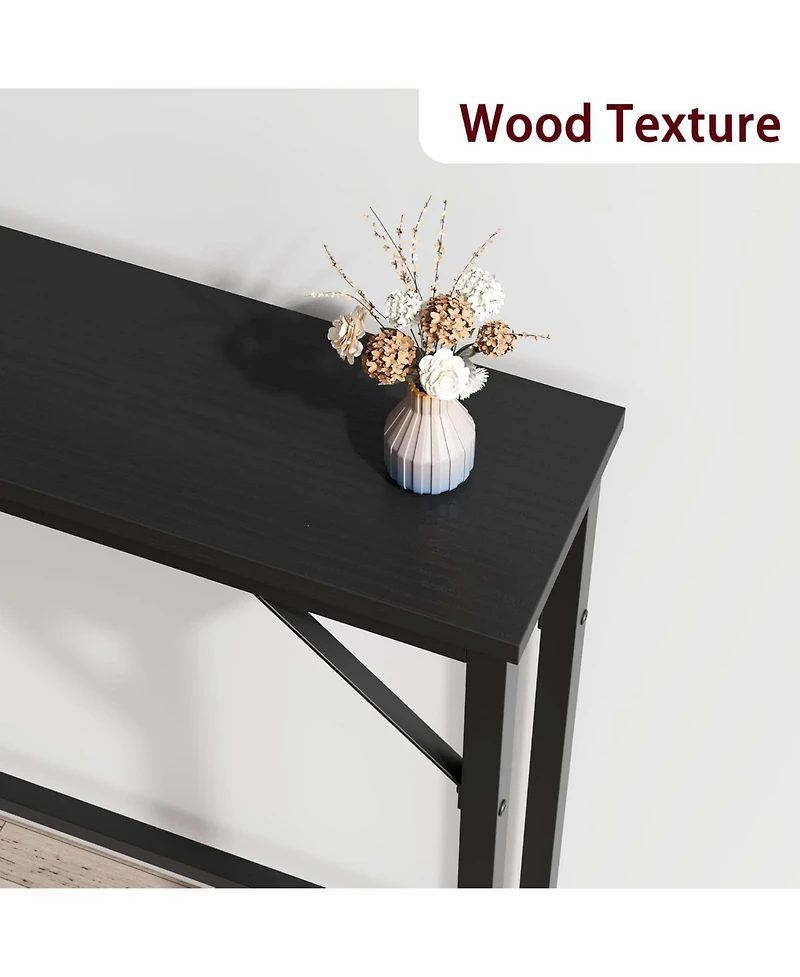 homfan 5.9" Narrow Sofa Table, Skinny Console Table with Storage, Slim Behind Couch Table for Living Room Entryway