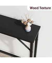 homfan 5.9" Narrow Sofa Table, Skinny Console Table with Storage, Slim Behind Couch Table for Living Room Entryway