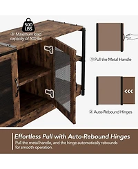 homfan Tv Stand for 65-75 Inch TVs, Farmhouse Industrial Entertainment Center with Storage Cabinet, Media Console for Living Room, Bedroom