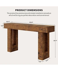 homfan 63" Farmhouse Console Table with Storage Shelf, Entryway Sofa Table for Behind Couch or Hallway