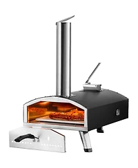 Cozito Portable Outdoor Pizza Oven,Tri-Fuel Pizza Grill with Stone, Cover and Shovel